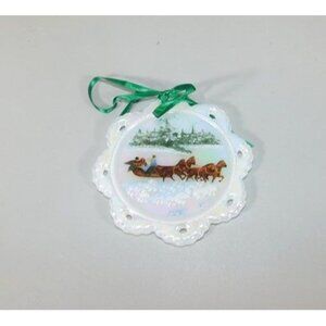 7/1284 Vintage Fenton C Smith Opalescent Glass Snowflake Ornament Hand Painted 1